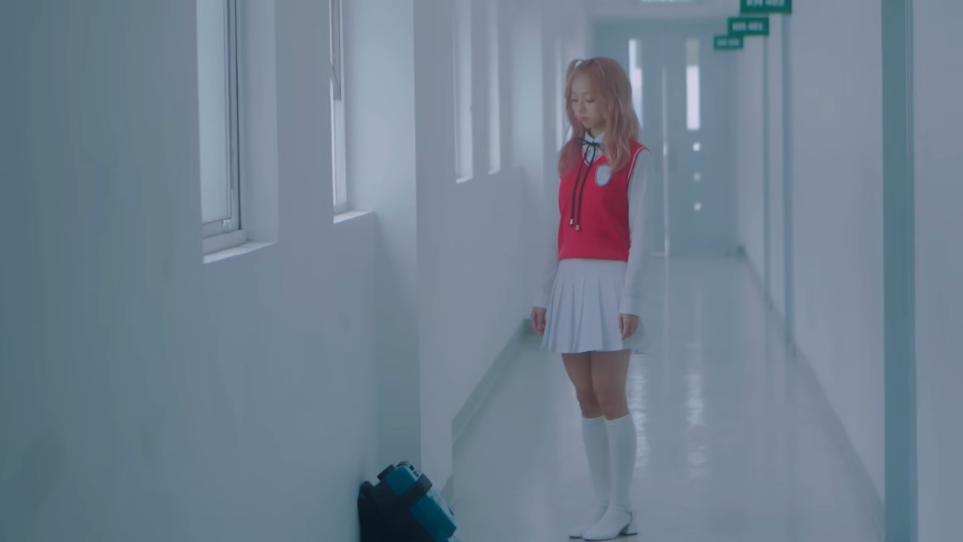 Vivi staring at her backpack.